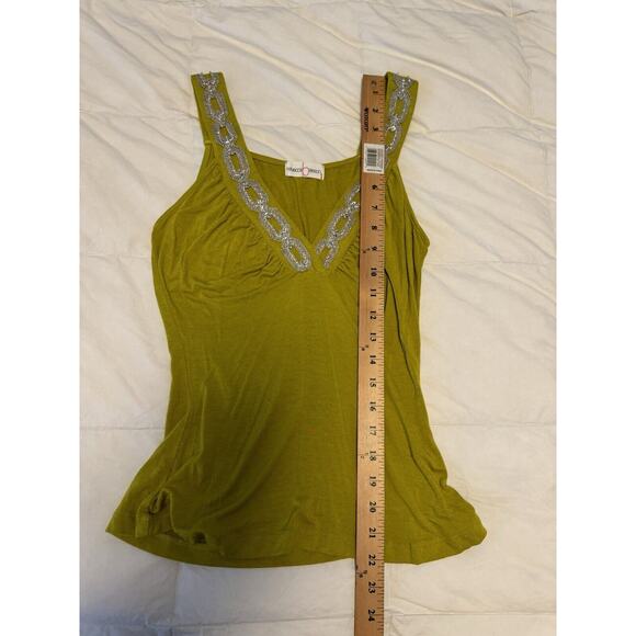 VTG Y2K Babydoll Cami Tank Top S Green Chain link Boho Chic Fairy Babydoll Club - Picture 7 of 7